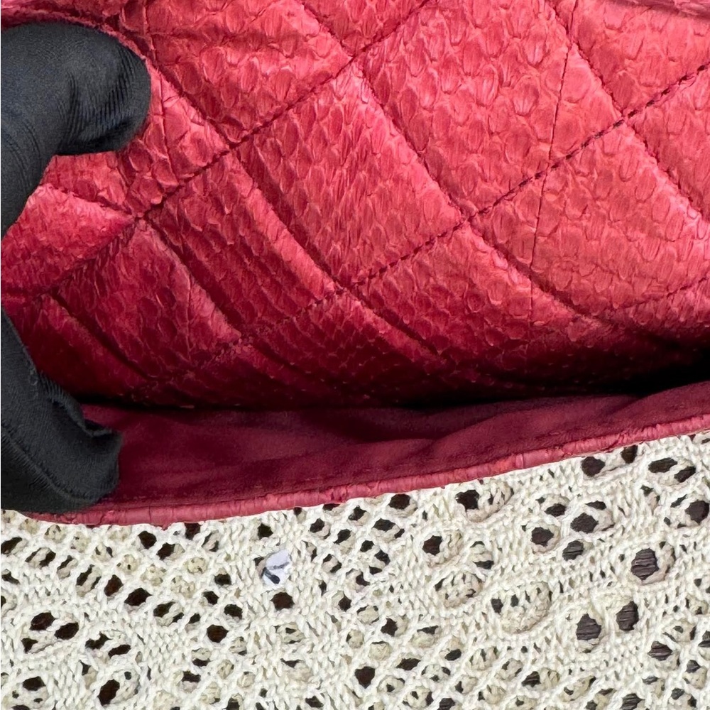 Chanel Red Python Quilted Classic Shoulder Bag - Picture 5 of 16
